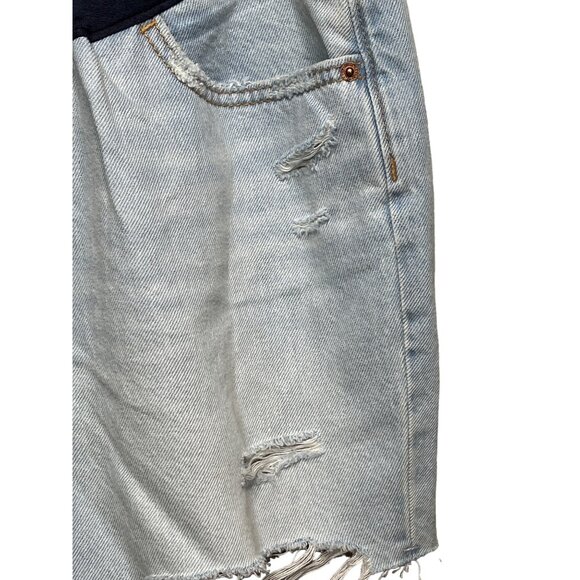Old Navy Maternity Slouchy Straight Jean Shorts Size 4 Blue Ripped Frayed - Picture 5 of 5